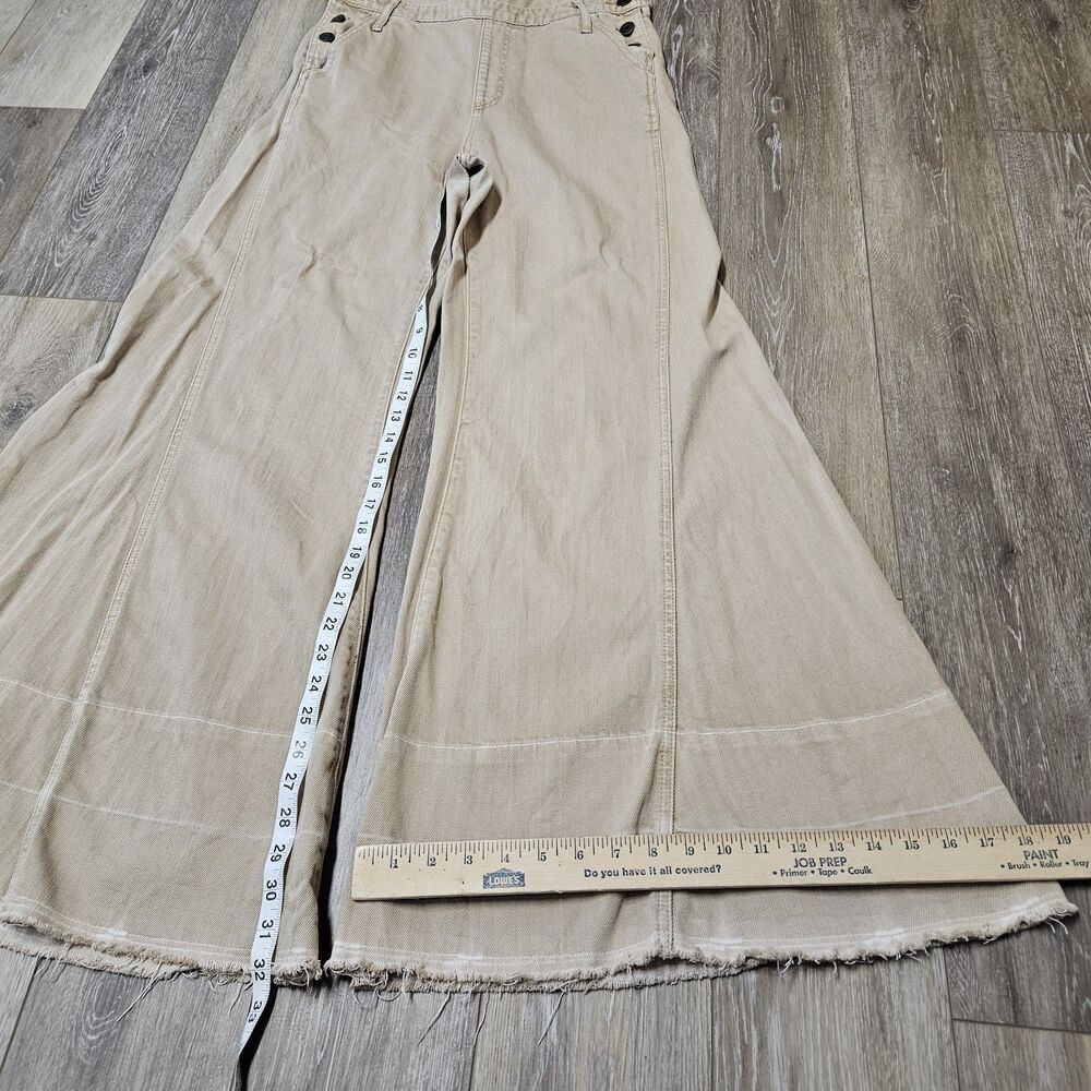 Show Me Your Mumu San Fran Overalls Tanline Wide Leg Flare Denim Women's Large - Picture 4 of 9